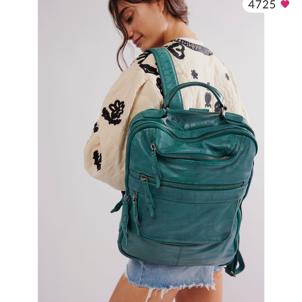 Free People East End Leather Teal Backpack